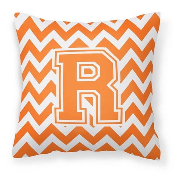 Carolines Treasures Letter R Chevron Orange & White Fabric Decorative Pillow