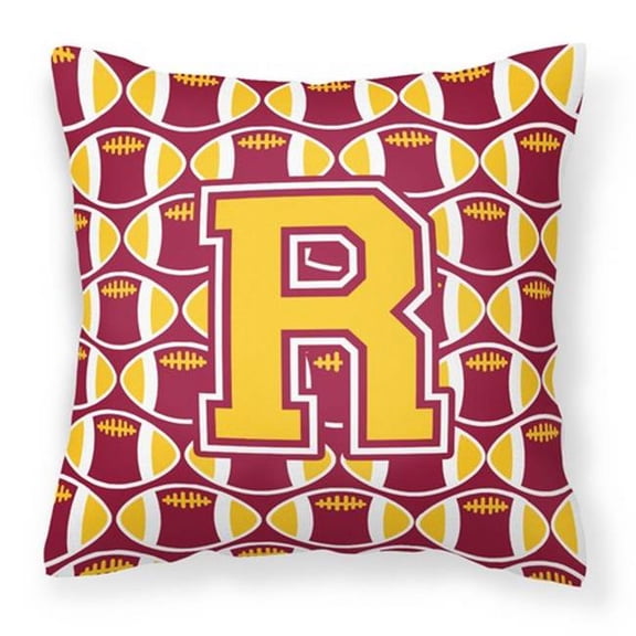 Carolines Treasures  Letter R Football Maroon & Gold Fabric Decorative Pillow - Maroon & Gold - 14in. H x 3in. W x 14in. L