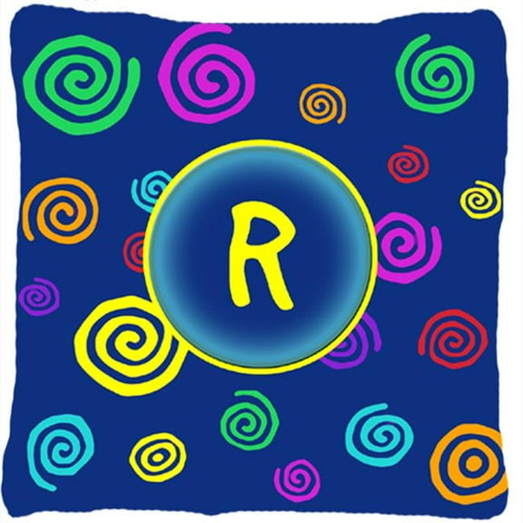 Carolines Treasures Letter R Initial Monogram - Blue Swirls Decorative Indoor & Outdoor Fabric Pillow