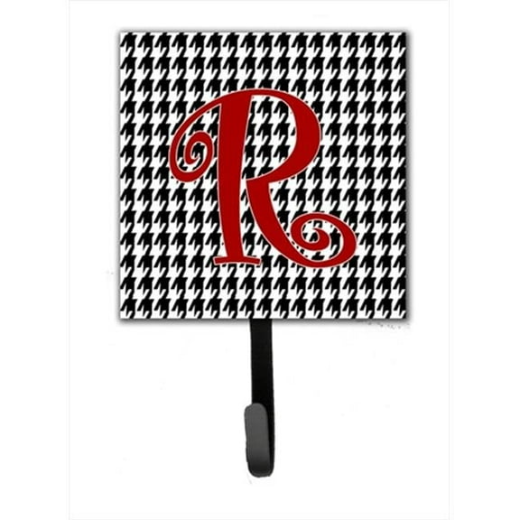 Carolines Treasures Letter R Initial Monogram Houndstooth Black Leash Or Key Hook - 4.25 x 6 in.