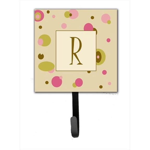 Carolines Treasures  Letter R Initial Monogram - Tan Dots Leash Holder Or Key Hook