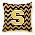 thumbnail image 1 of Carolines Treasures  Letter S Chevron Black & Gold Fabric Decorative Pillow - Black & Gold - 14in. H x 3in. W x 14in. L, 1 of 1