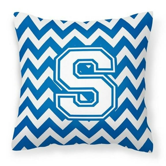 Carolines Treasures Letter S Chevron Blue & White Fabric Decorative Pillow - Blue & White - 14in. H x 3in. W x 14in. L