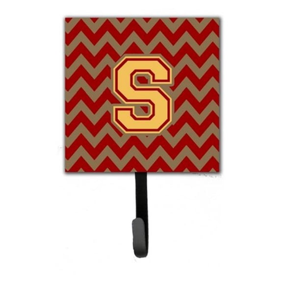 Carolines Treasures Letter S Chevron Garnet & Gold Leash or Key Holder - Garnet & Gold - 6in. H x 1.25in. W x 4.25in. L
