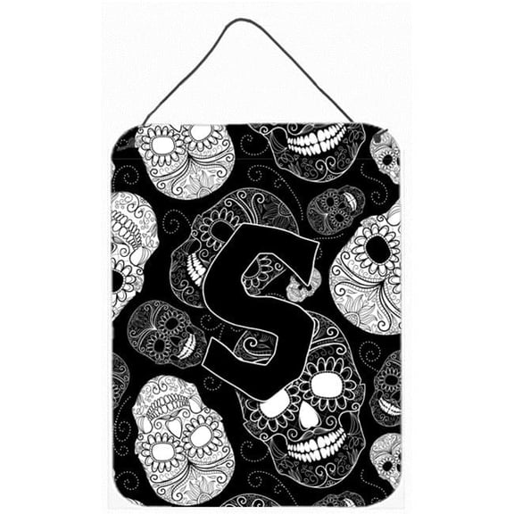 Carolines Treasures  Letter S Day Of The Dead Skulls Black Wall and Door Hanging Prints