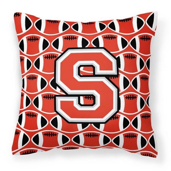 Carolines Treasures Letter S Football Scarlet & Grey Fabric Decorative Pillow - Scarlet & Grey - 14in. H x 3in. W x 14in. L