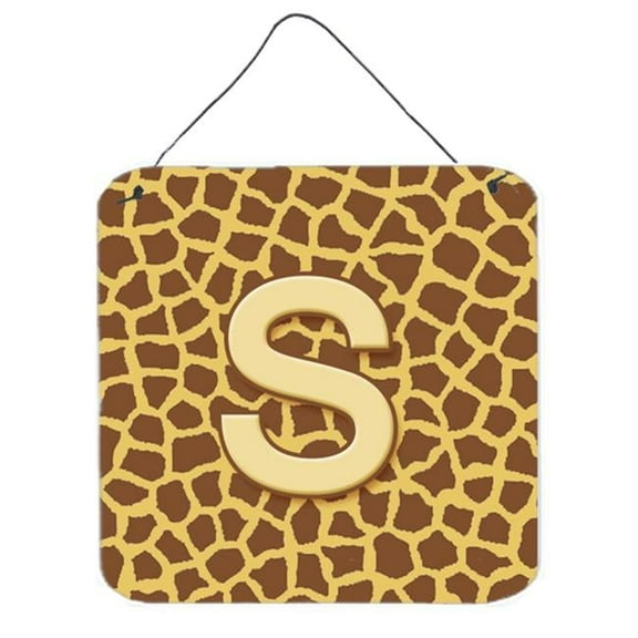 Carolines Treasures Letter S Initial Monogram - Giraffe Aluminium Metal Wall Or Door Hanging Prints - 6 x 6 In.