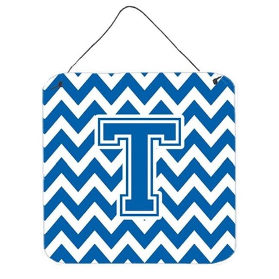 Carolines Treasures Letter T Chevron Blue & White Wall or Door Hanging Prints - 6 x 0.02 x 6 in.