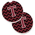 thumbnail image 1 of Carolines Treasures  Letter T Chevron Garnet & Black Set of 2 Cup Holder Car Coaster - Garnet & Black, 1 of 1
