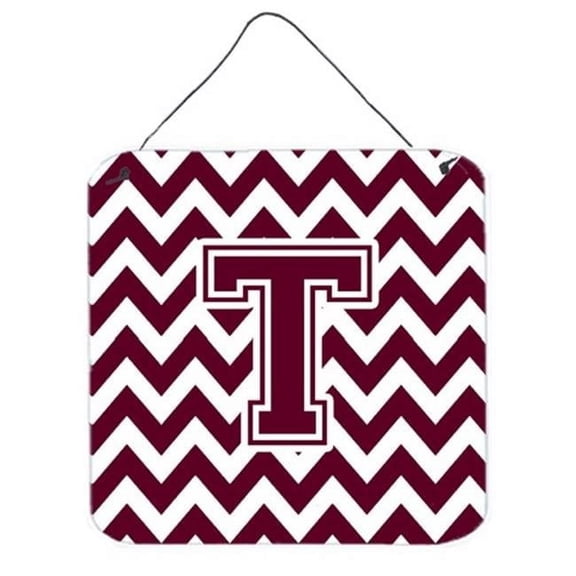 Carolines Treasures Letter T Chevron Maroon & White Wall or Door Hanging Prints
