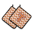 thumbnail image 1 of Carolines Treasures  Letter T Chevron Orange & Regalia Pair of Pot Holders, 1 of 1