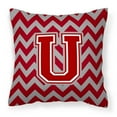 thumbnail image 1 of Carolines Treasures CJ1049-UPW1414 Letter U Chevron Maroon & White Fabric Decorative Pillow, 14 x 3 x 14 in., 1 of 1