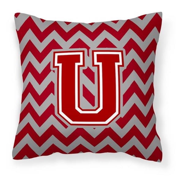 Carolines Treasures CJ1049-UPW1414 Letter U Chevron Maroon & White Fabric Decorative Pillow, 14 x 3 x 14 in.