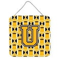 thumbnail image 1 of Carolines Treasures  Letter U Football Black - Old Gold & White Wall or Door Hanging Prints, 1 of 1