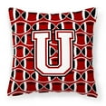 thumbnail image 1 of Carolines Treasures  Letter U Football Cardinal & White Fabric Decorative Pillow - Cardinal & White - 14in. H x 3in. W x 14in. L, 1 of 1