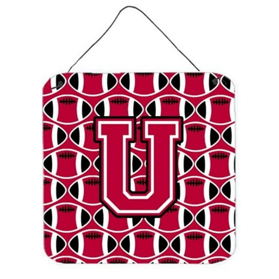 Carolines Treasures Letter U Football Crimson & White Wall or Door Hanging Prints - Crimson & White - 6in. H x 0.02in. W x 6in. L
