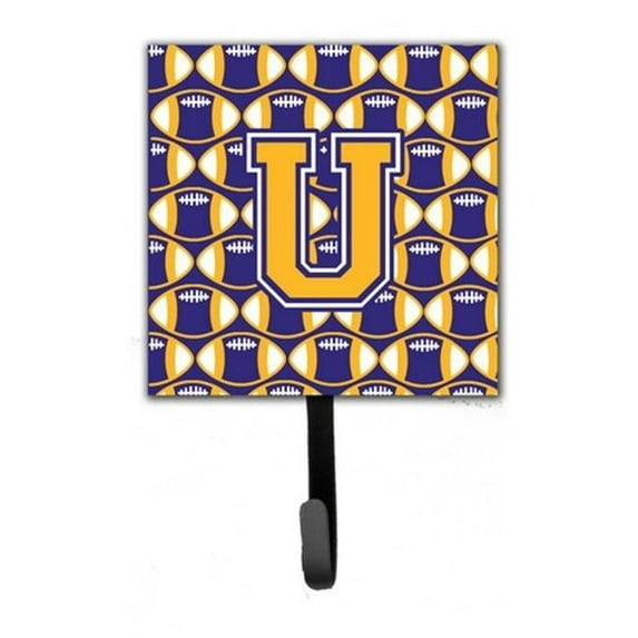 Carolines Treasures Letter U Football Purple & Gold Leash or Key Holder - Purple & Gold - 6in. H x 1.25in. W x 4.25in. L