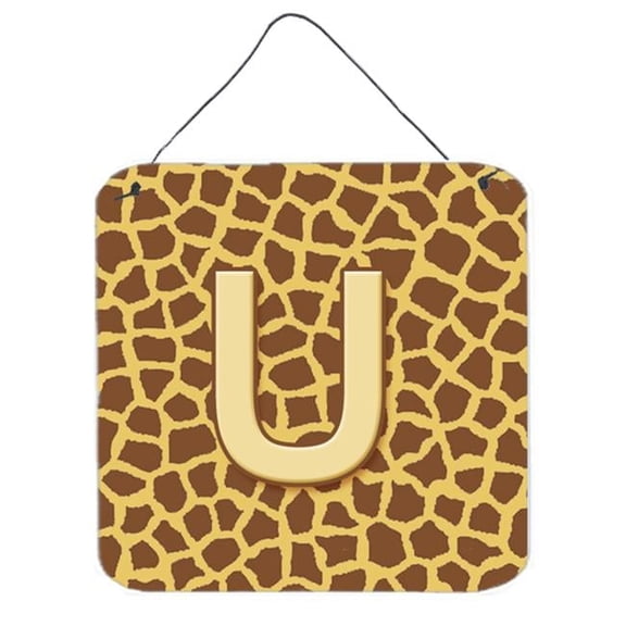 Carolines Treasures Letter U Initial Monogram - Giraffe Aluminium Metal Wall Or Door Hanging Prints - 6 x 6 In.
