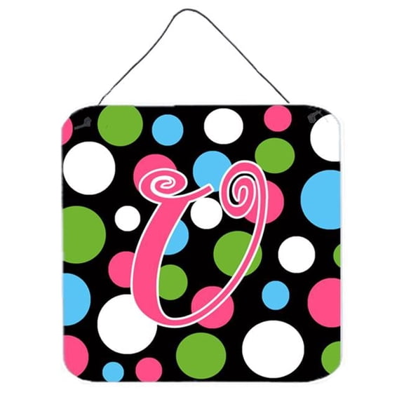 Carolines Treasures  Letter U Initial Monogram - Polkadots And Pink Aluminium Metal Wall Or Door Hanging Prints
