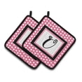 thumbnail image 1 of Carolines Treasures  Letter U Monogram - Pink Black Polka Dots Pair of Pot Holders - 7.5 x 3 x 7.5 in., 1 of 1