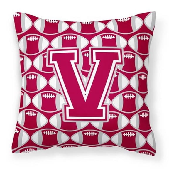 Carolines Treasures Letter V Football Crimson - Grey & White Fabric Decorative Pillow