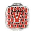 thumbnail image 1 of Carolines Treasures  Letter V Football Scarlet & Grey Compact Mirror - Scarlet & Grey - 3in. H x 0.3in. W x 2.75in. L, 1 of 1