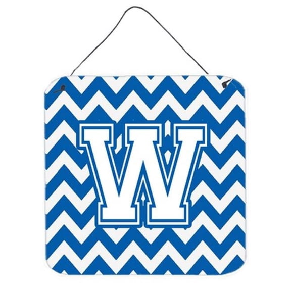 Carolines Treasures Letter W Chevron Blue & White Wall or Door Hanging Prints - 6 x 0.02 x 6 in.