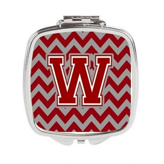 Carolines Treasures Letter W Chevron Maroon & White Compact Mirror - Maroon & White - 3in. H x 0.3in. W x 2.75in. L