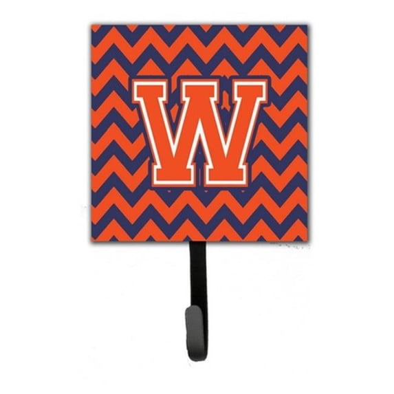 Carolines Treasures Letter W Chevron Orange & Blue Leash or Key Holder - Orange & Blue - 6in. H x 1.25in. W x 4.25in. L