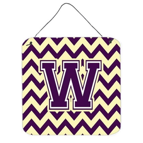 Carolines Treasures Letter W Chevron Purple & Gold Wall or Door Hanging Prints - 6 x 0.02 x 6 in.