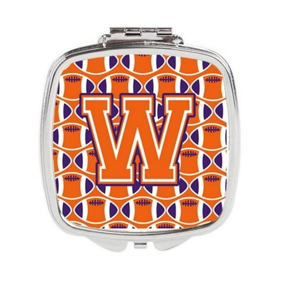 Carolines Treasures Letter W Football Orange - White & Regalia Compact Mirror
