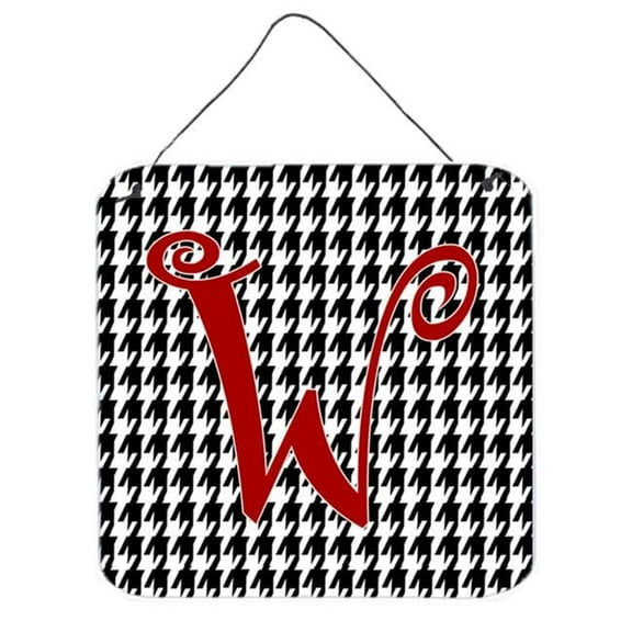 Carolines Treasures Letter W Initial Monogram - Houndstooth Black Aluminium Metal Wall Or Door Hanging Prints
