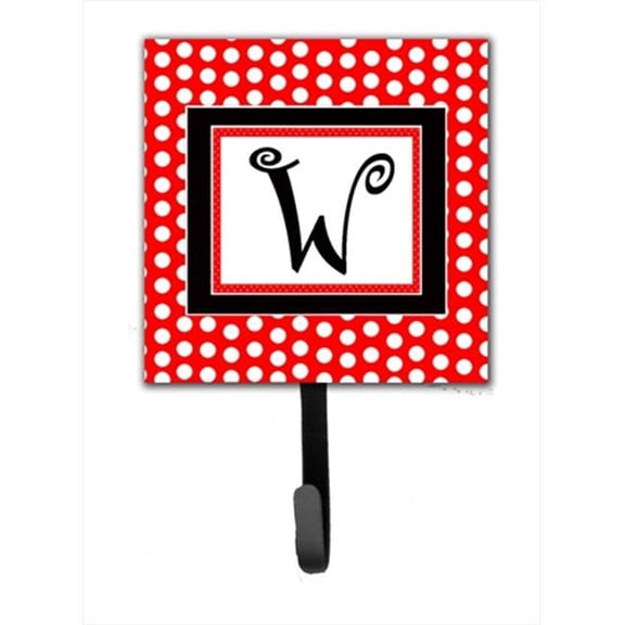 Carolines Treasures Letter W Initial Monogram - Red Black Polka Dots Leash Holder Or Key Hook