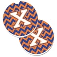 thumbnail image 1 of Carolines Treasures  Letter X Chevron Blue & Orange No.3 Set of 2 Cup Holder Car Coaster - Blue & Orange - 2.5in. H x 0.25in. W x 2.5in. L, 1 of 1