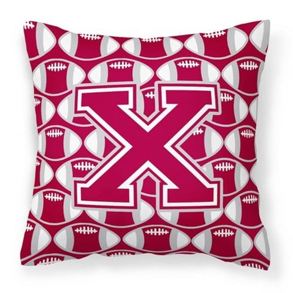 Carolines Treasures Letter X Football Crimson - Grey & White Fabric Decorative Pillow