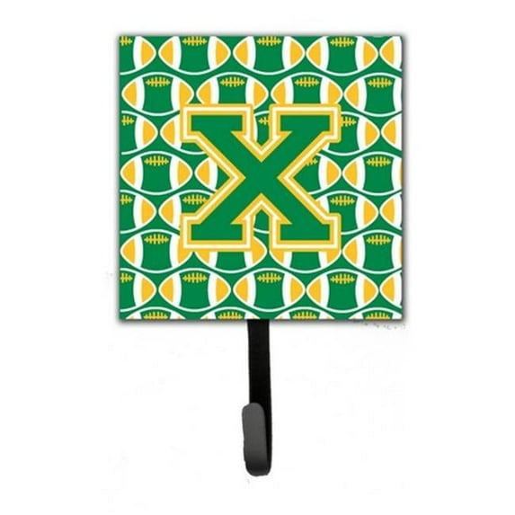 Carolines Treasures Letter X Football Green & Gold Leash or Key Holder - Green & Gold - 6in. H x 1.25in. W x 4.25in. L