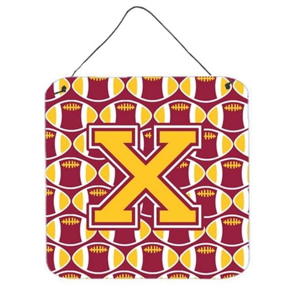 Carolines Treasures Letter X Football Maroon & Gold Wall or Door Hanging Prints - Maroon & Gold - 6in. H x 0.02in. W x 6in. L