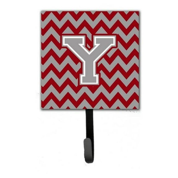 Carolines Treasures Letter Y Chevron Crimson & Grey Leash or Key Holder - Crimson & Grey - 6in. H x 1.25in. W x 4.25in. L
