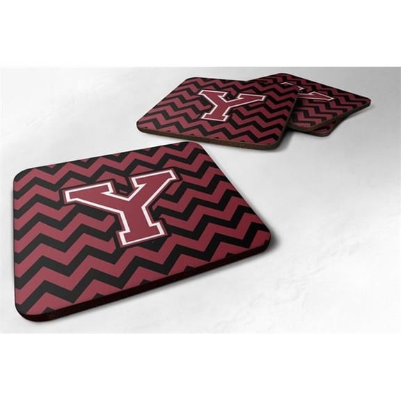 Carolines Treasures Letter Y Chevron Garnet & Black Foam Coaster