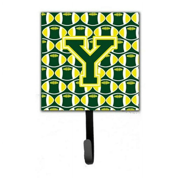 Carolines Treasures Letter Y Football Green & Yellow Leash or Key Holder - Green & Yellow - 6in. H x 1.25in. W x 4.25in. L