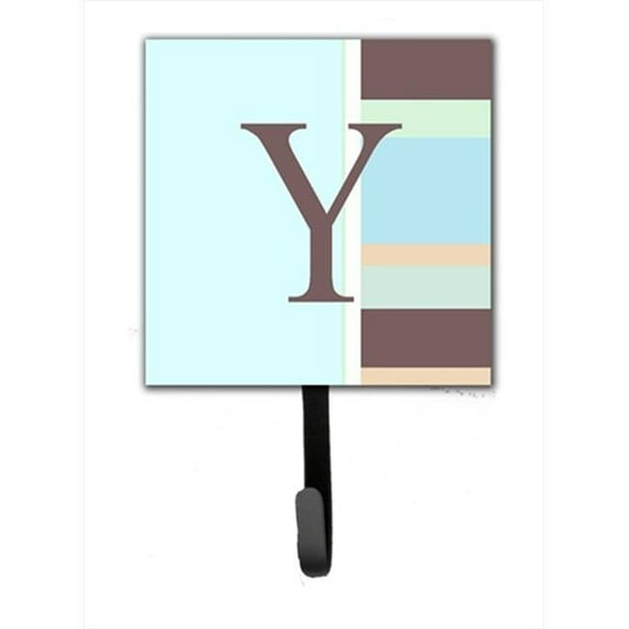 Carolines Treasures Letter Y Initial Monogram - Blue Stripes Leash Holder Or Key Hook