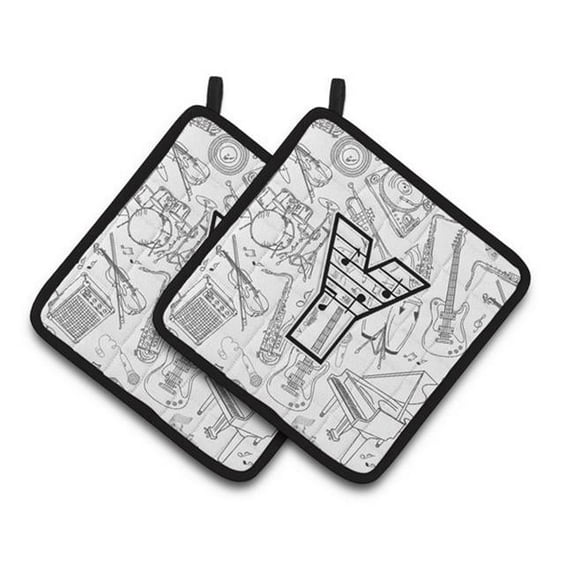 Carolines Treasures Letter Y Musical Note Letters Pair of Pot Holders - 7.5 x 3 x 7.5 in.