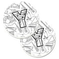 thumbnail image 1 of Carolines Treasures  Letter Y Musical Note Letters Set of 2 Cup Holder Car Coaster, 1 of 1