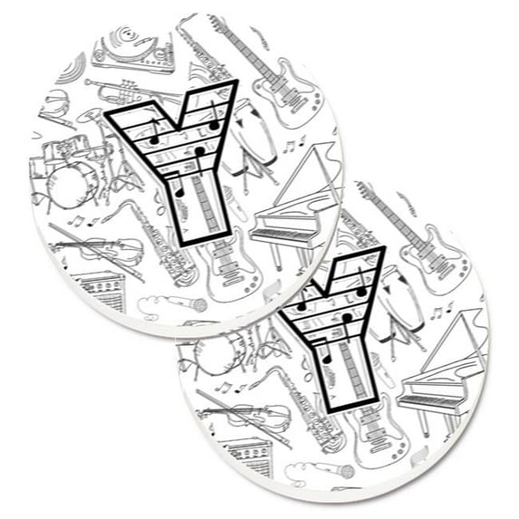 Carolines Treasures Letter Y Musical Note Letters Set of 2 Cup Holder Car Coaster