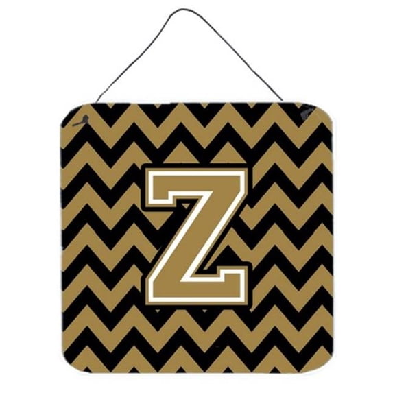 Carolines Treasures Letter Z Chevron Black & Gold Wall or Door Hanging Prints - 6 x 0.02 x 6 in.