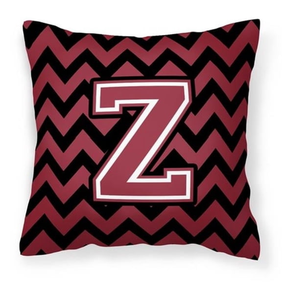 Carolines Treasures Letter Z Chevron Garnet & Black Fabric Decorative Pillow - Garnet & Black - 14in. H x 3in. W x 14in. L