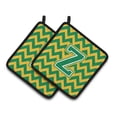 thumbnail image 1 of Carolines Treasures  Letter Z Chevron Green & Gold Pair of Pot Holders, 1 of 1