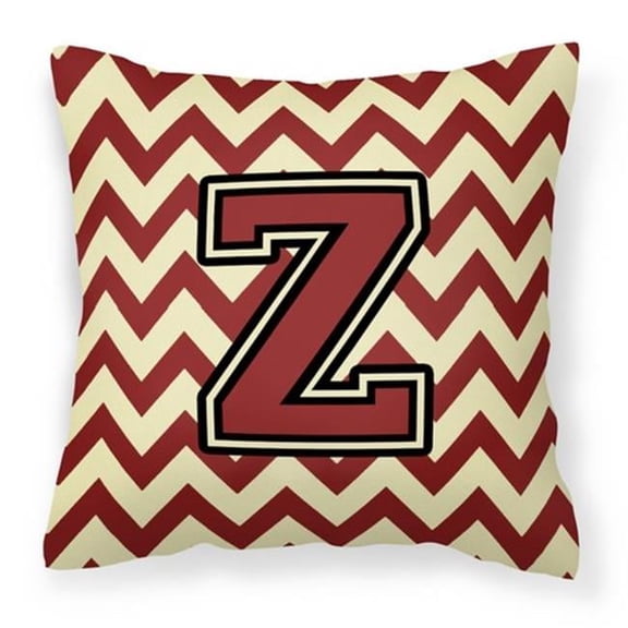 Carolines Treasures Letter Z Chevron Maroon & Gold Fabric Decorative Pillow - Maroon & Gold - 14in. H x 3in. W x 14in. L