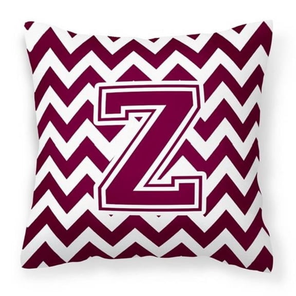 Carolines Treasures Letter Z Chevron Maroon & White Fabric Decorative Pillow - Maroon & White - 14in. H x 3in. W x 14in. L