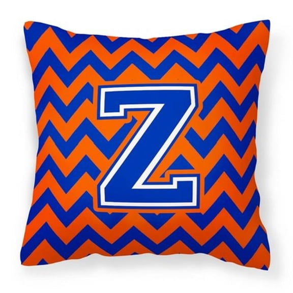 Carolines Treasures Letter Z Chevron Orange & Blue Fabric Decorative Pillow - 14 x 3 x 14 in.